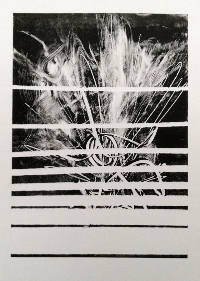 A calligraphic explosion, logarithmically masked