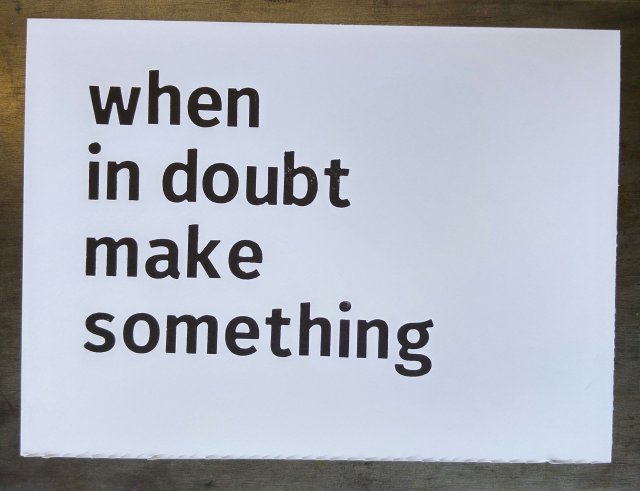 Letterpress black text on white paper